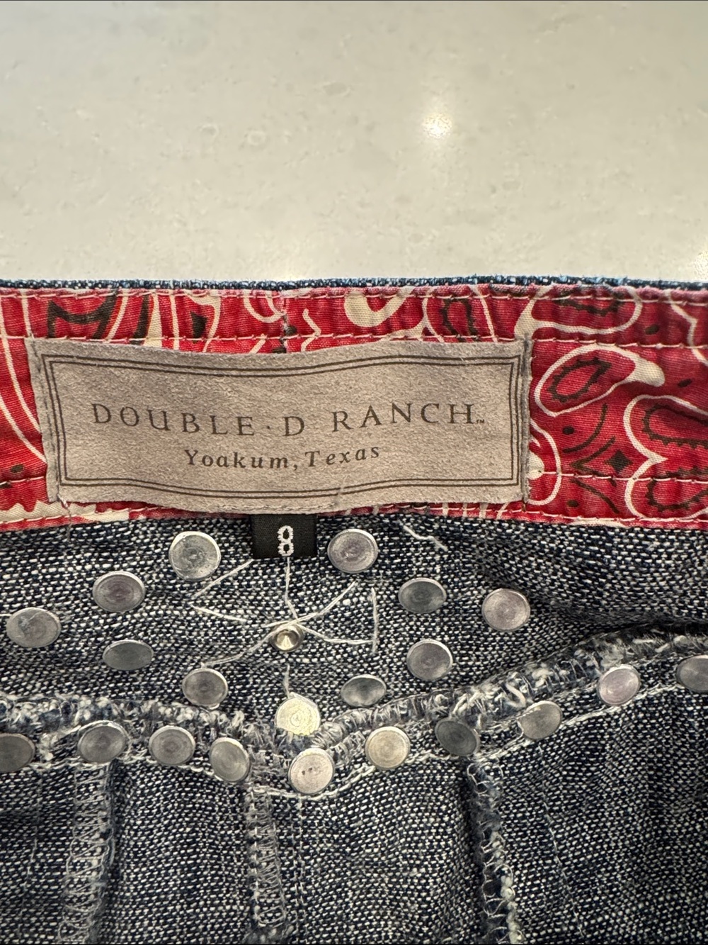Double D Ranch Blue Denim Mini Skirt with Studs & Embroidery - Picture 2 of 11